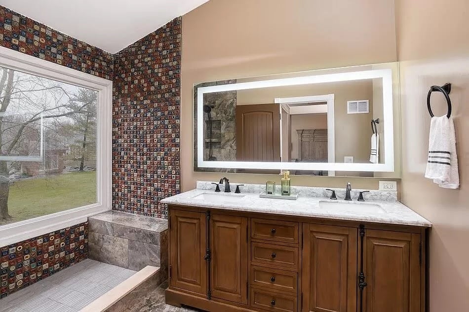 a kitchen with a sink and a window