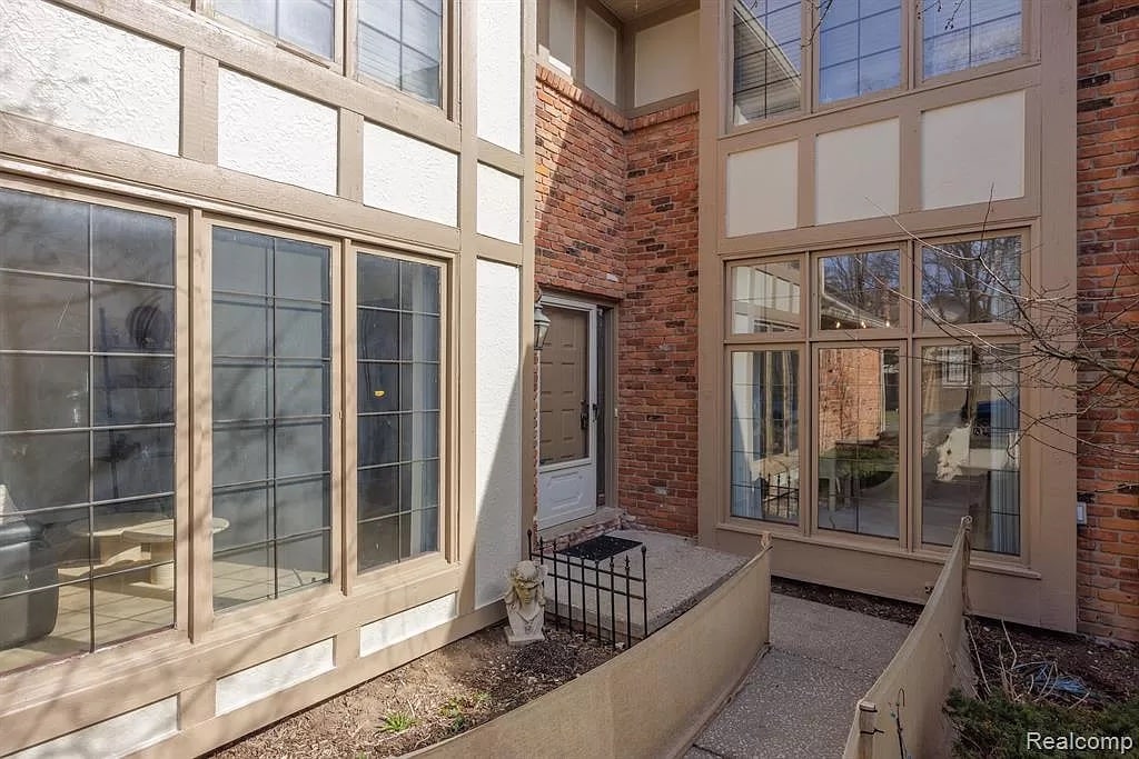 a large brick building with a window